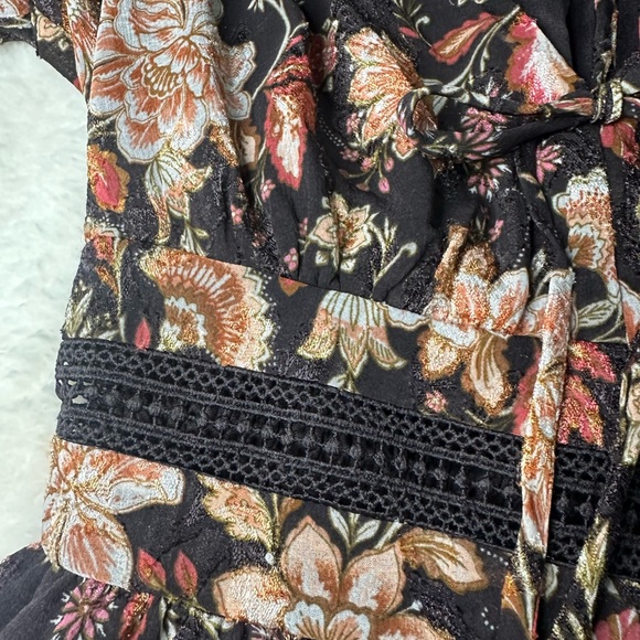 Floral Black Dress with Pink and Brown Accents - Picture 2 of 6